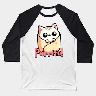 Purrito! Cute Cat Burrito Pun Baseball T-Shirt